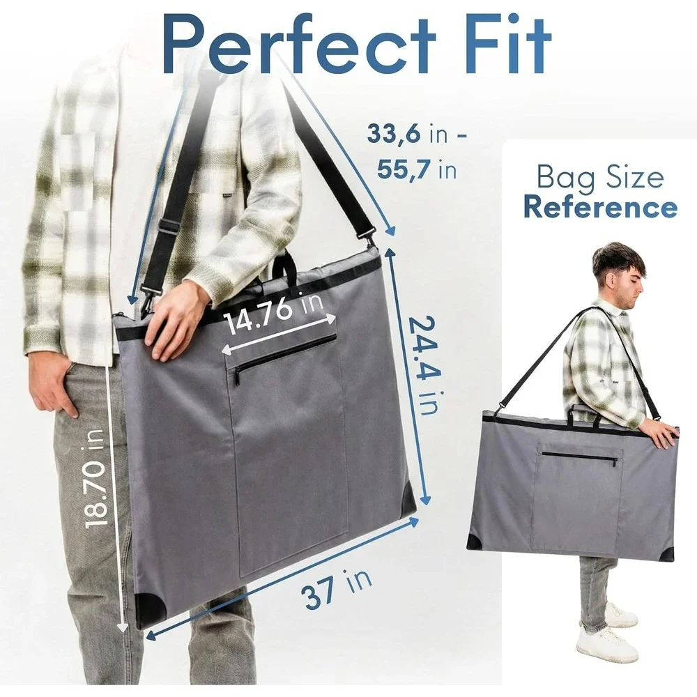 Grey Gray Waterproof Art Portfolio Case 24” X 36” Shoulder Strap Pockets Zipper